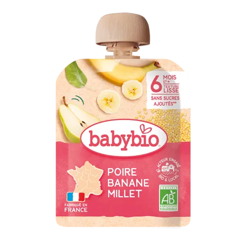 Piure de pere cu banane si mei, 90g, BabyBio