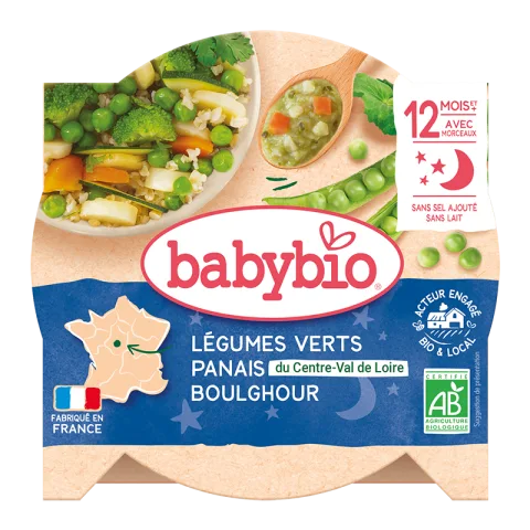 Meniu legume verzi, pastarnac si bulgur Bio, 230g, BabyBio