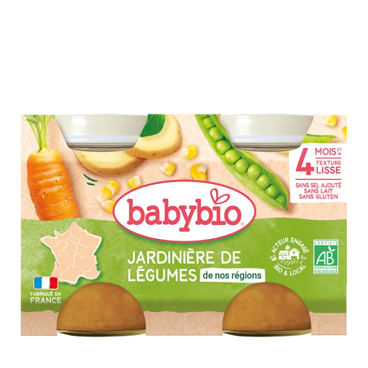 Piure din legume verzi +4 luni Bio, 2 x 130g, BabyBio