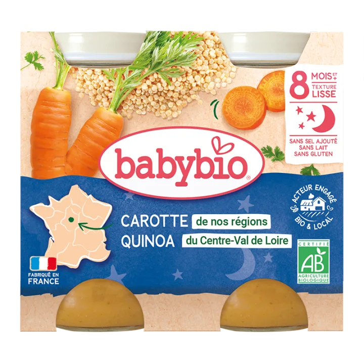 Crema de morcovi si quinoa Bio, 2 x 200g, BabyBio