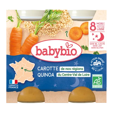 Crema de morcovi si quinoa Bio, 2 x 200g, BabyBio