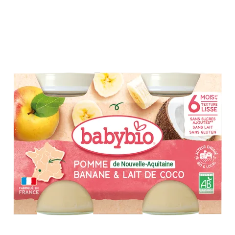 Desert din mere, banane si cocos, 2 x 130g, BabyBio