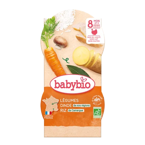 Piure din mere, caise si cereale Bio +4 luni, 2 x 130g, BabyBio