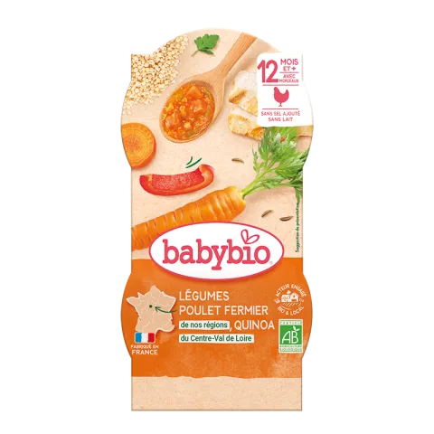 Meniu din legume cu legume, quinoa si carne de pui +12luni, 2 x 200g, BabyBio
