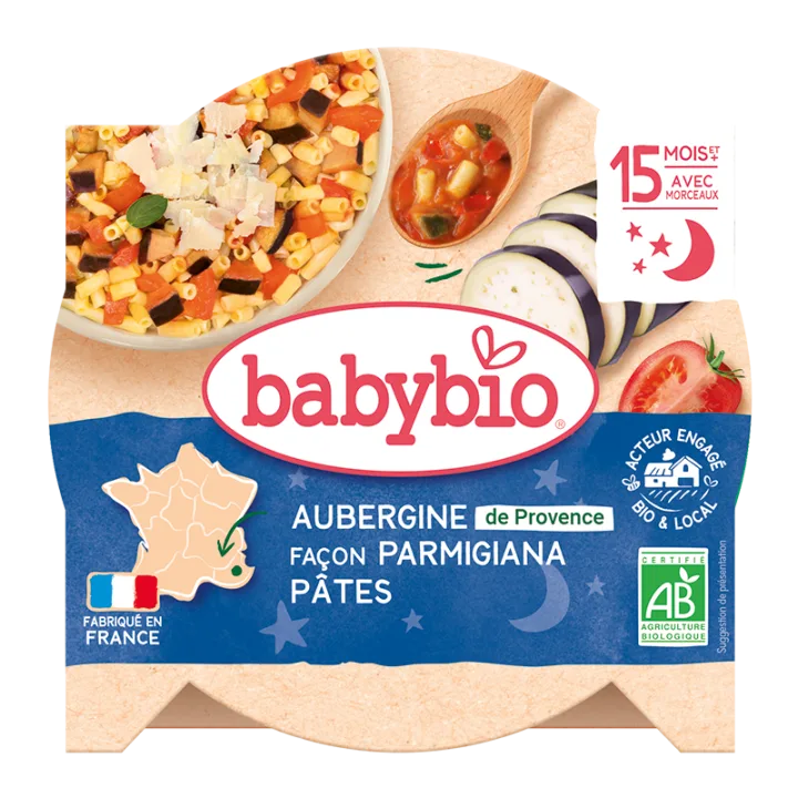 Meniu vinete cu parmezan si macaroane Bio, 260g, BabyBio