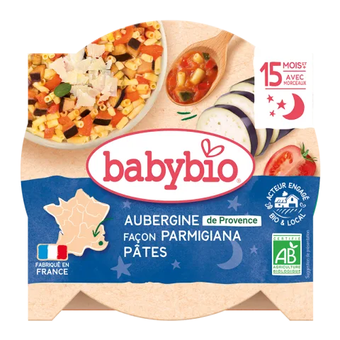 Meniu vinete cu parmezan si macaroane Bio, 260g, BabyBio