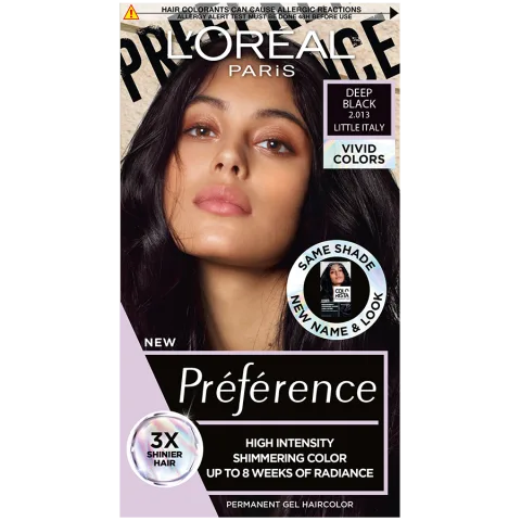 Vopsea de par permanenta cu amoniac Preference Vivid Colours 2.013 Deep Black, 204ml, L'Oreal Paris