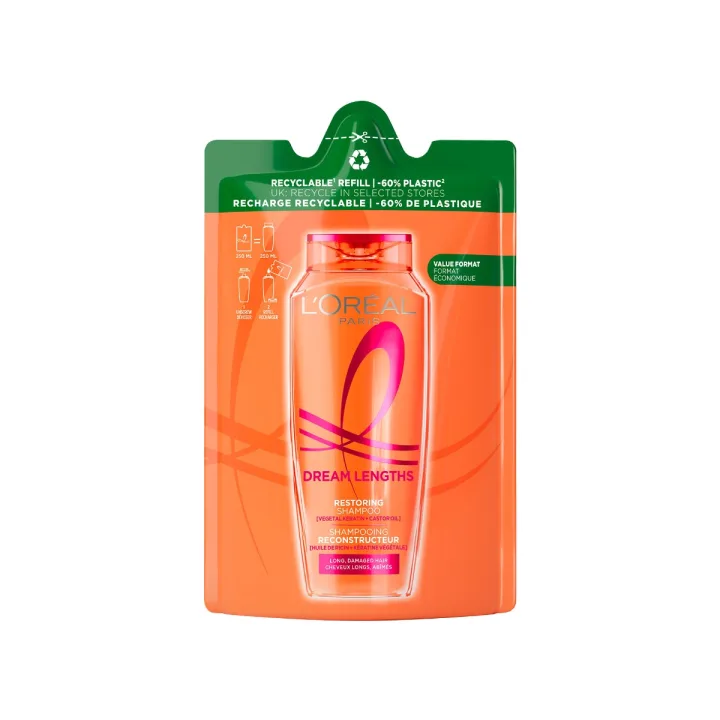 Sampon reparator pentru par lung degradat Dream Long rezerva eco, 250ml, Elseve