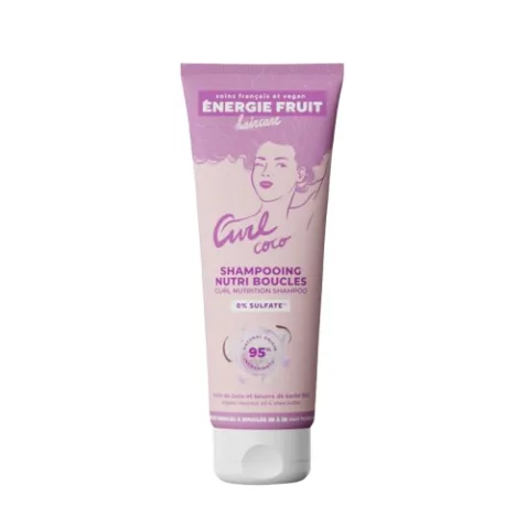 Sampon hranitor pentru par ondulat sau cret cu ulei de cocos organic si unt de shea, 250ml, Energie Fruit