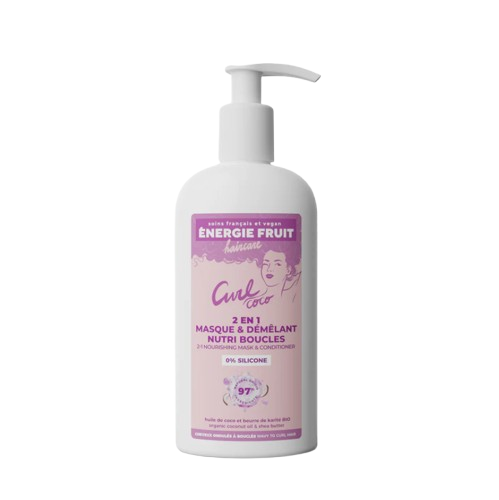 Masca balsam 2 in 1 pentru par ondulat sau cret cu Ulei de cocos organic si Unt de shea, 300ml, Energie Fruit