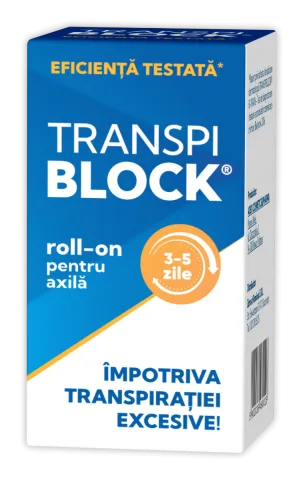Roll-on impotriva transpiratiei excesive, 50 ml, Transpiblock