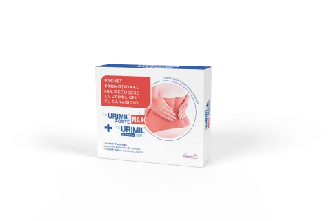 Pachet Urimil Forte Max 30 capsule + Urimil Gel cu Canabidiol 50ml, NaturPharma