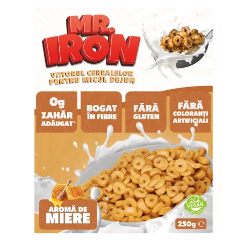 Cereale din ovaz fara zahar si fara gluten Miere inghetata, 250g, Mr. Iron