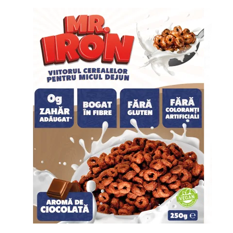 Cereale din ovaz fara zahar si fara gluten Ciocolata inghetata, 250g, Mr. Iron