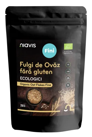 Fulgi de ovaz ecologici fara gluten, 250g, Niavis