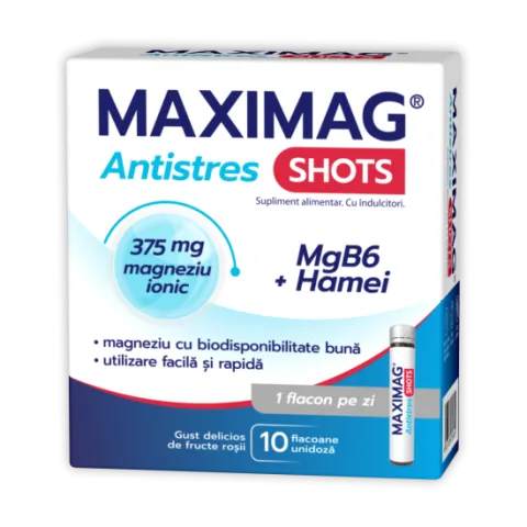 MaxiMag Antistres Shots, 10 flacoane, Zdrovit