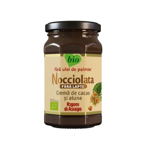 Crema bio cu cacao si alune de padure fara lapte Nocciolata, 250g, Rigoni di Asiago