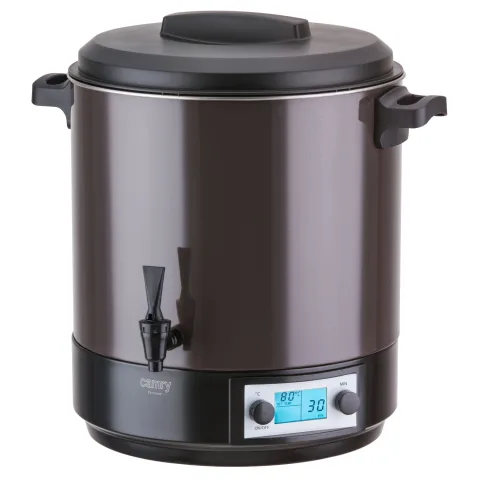 Oală electrică pentru pasteurizat și fiert Camry CR 4537, 28L, 2000W, Ecran LCD, Temporizator, Termostat 30–100°C, Robinet integrat, Inox