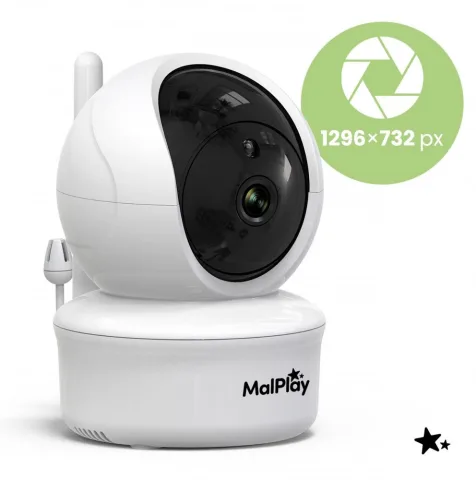Camera suplimentara pentru supraveghere bebe, Malplay NannyEye Complex HD de 5.0, monitorizare inteligenta zinoapte, cu 8 melodii integrate, raza semnal 300m