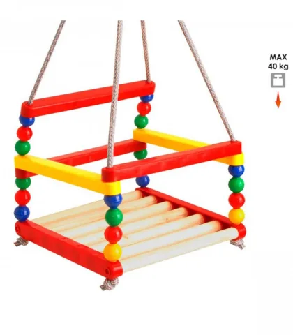 Leagan din lemn colorat pentru copii