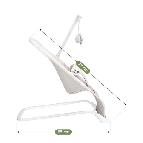 Sezlong balansoar pentru bebelusi Tulano Moon 10 Beige cu centura de siguranta,bara cu jucarii,baza antiderapanta,pana la 9 kg,pliere compacta