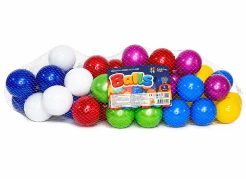 Set 60 de mingi din plastic, cu diametrul de 8 cm