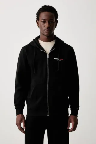 Tommy Jeans hanorac cu fermoar și glugă pentru bărbați, cu bumbac