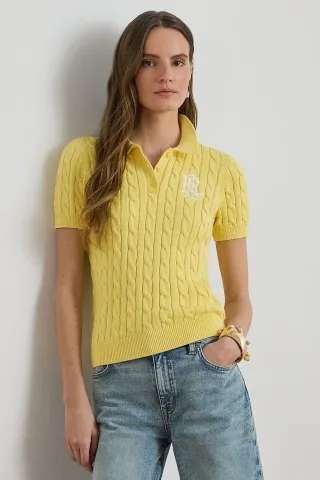 Lauren Ralph Lauren pulover cu mânecă scurtă pentru femei, din bumbac