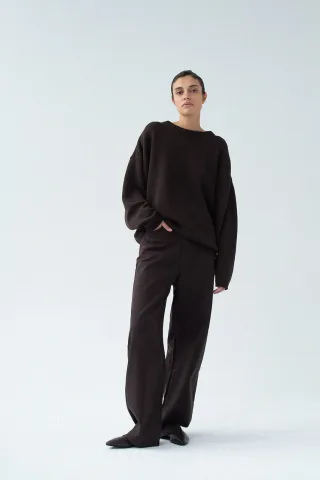 Muuv. pantaloni wide leg pentru femei, din bumbac cu elastan FIGEE